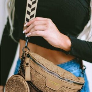 Brown Embroidered Crossbody Bag